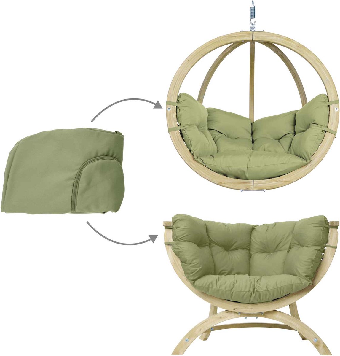 Amazonas Globo Chair Hangstoel Olive - 1 Persoons - Hout