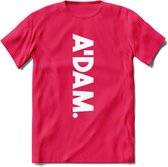 A'Dam Amsterdam T-Shirt | Souvenirs Holland Kleding | Dames / Heren / Unisex Koningsdag shirt | Grappig Nederland Fiets Land Cadeau | - Roze - XXL