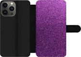 Bookcase Geschikt voor iPhone 13 Pro Max telefoonhoesje - Glitter - Roze - Design - Abstract - Met vakjes - Wallet case met magneetsluiting