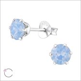 Aramat jewels ® - Oorbellen rond swarovski elements kristal 925 zilver blauwe opaal 5mm