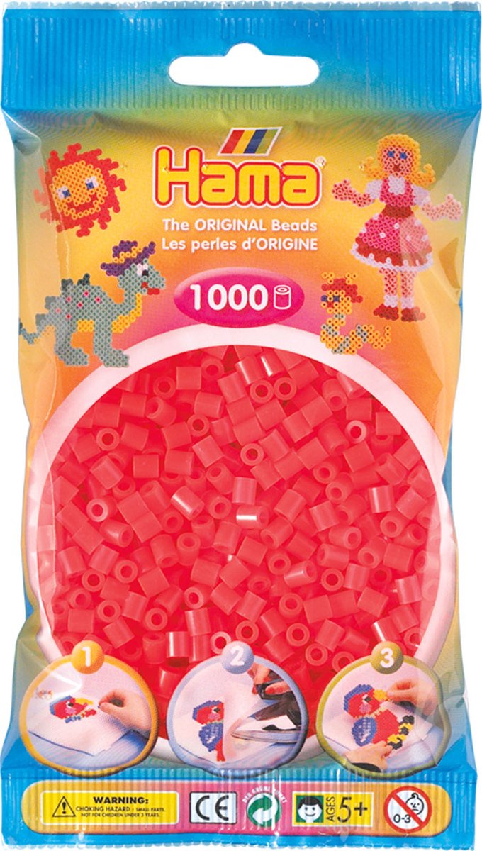 Strijkkralen 1000 Stuks Rood Neon — afbeelding 2