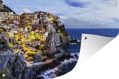 Tuindecoratie Cinque Terre verlicht tijdens de schemering in Italië - 60x40 cm - Tuinposter - Tuindoek - Buitenposter