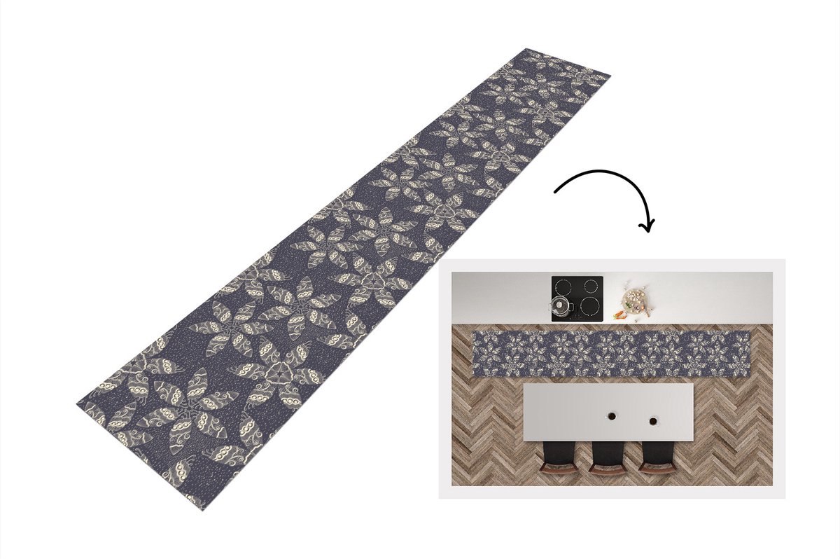 KitchenYeah Keukenloper - Keukenmat - Bloemen - Ster - Sneeuw - Winter - Keuken vloerkleed Multicolor