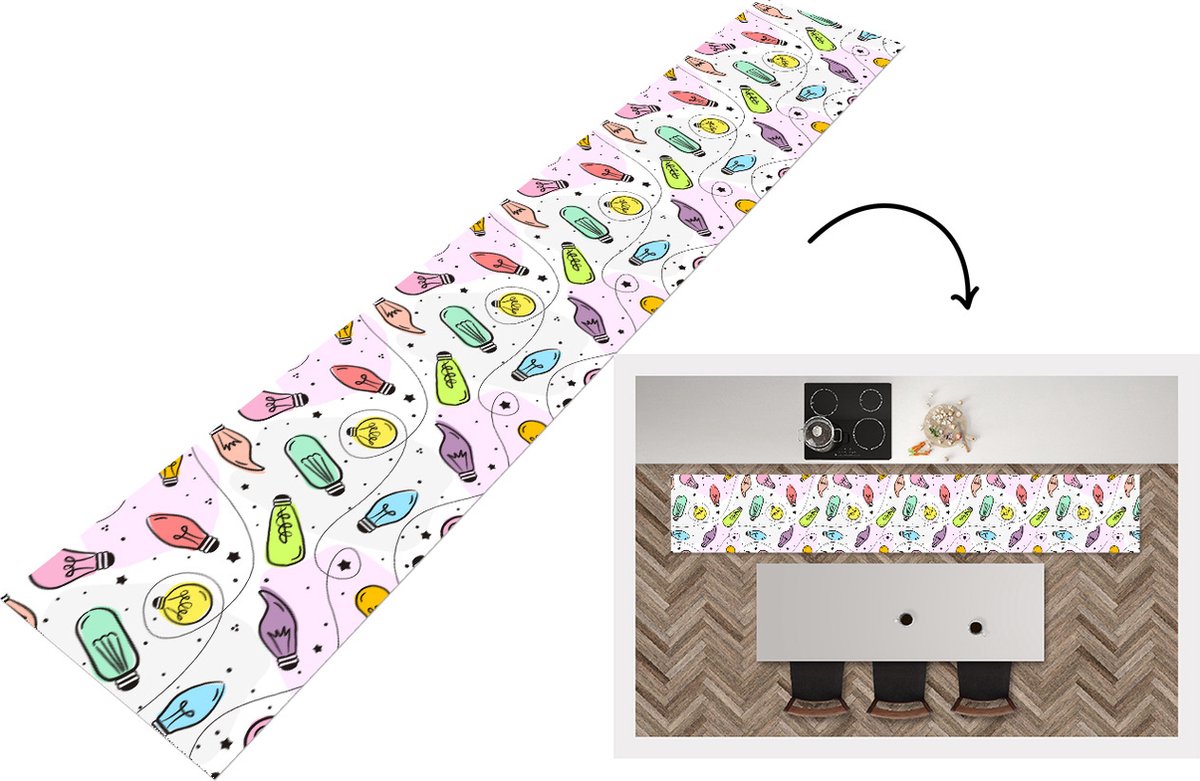 KitchenYeah Keukenloper - Keukenmat - Pastel - Regenboog - Lamp - Patronen - Keuken vloerkleed Multicolor