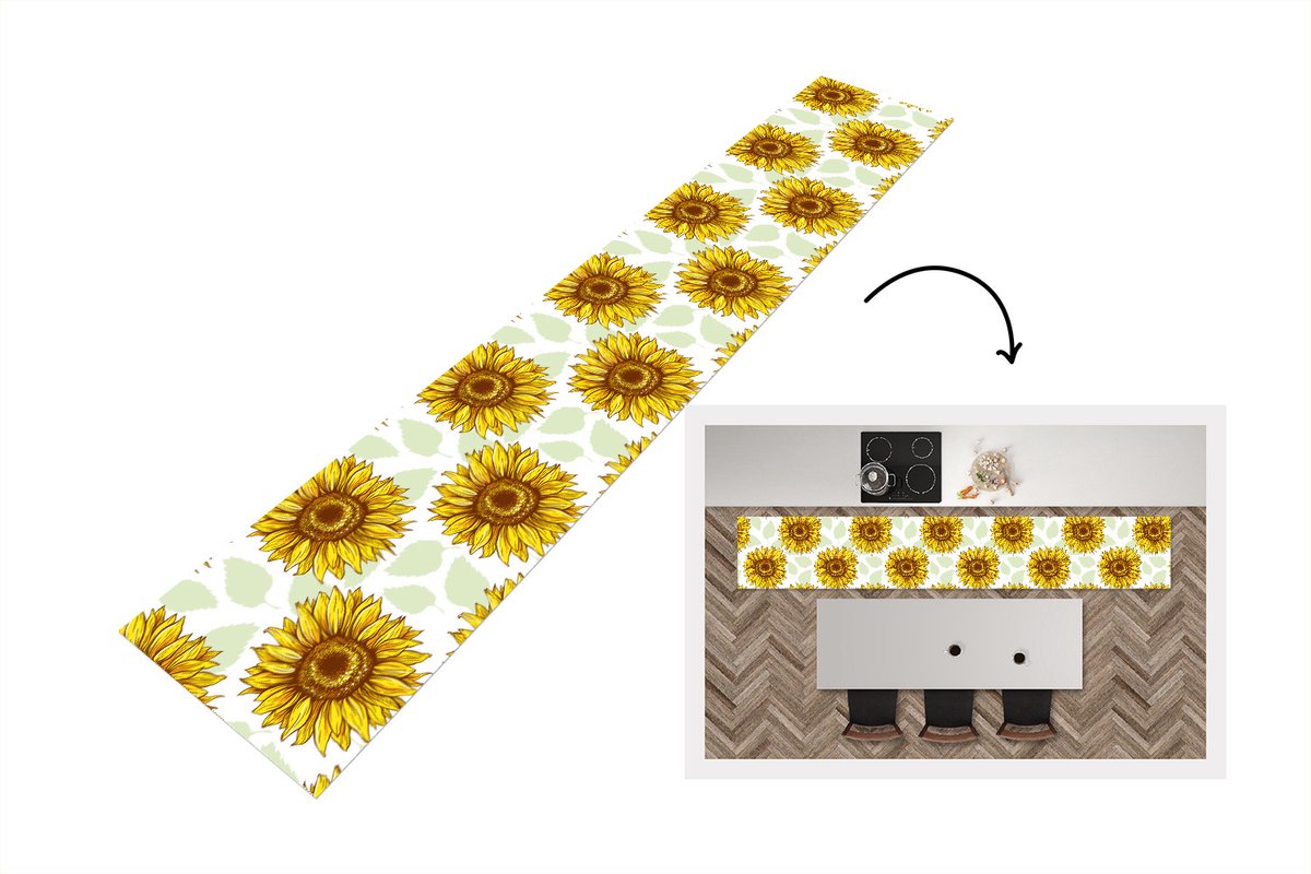KitchenYeah Keukenloper - Keukenmat - Zonnebloem - Patronen - Bloemen - Keuken vloerkleed Multicolor