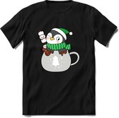 Pinguin Buddy Kerst T-shirt | Groen | Jongens / Meisjes | Grappige Foute kersttrui Shirt Cadeau | Kindershirt | Leuke Elf, Rendier, Kerstboom en Kerstballen Ontwerpen. Maat 104