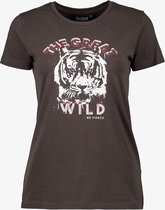 TwoDay dames T-shirt met tijgerkop - Grijs - Maat M