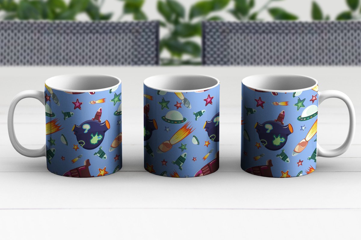 Mug - Tasse à café - Espace - Arc-en-ciel - OVNI - Fusée - Design - Mugs -  350 ML 