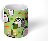Mok - Koffiemok - Patronen - Vis - Pinguïn - Mokken - 350 ML - Beker - Koffiemokken - Theemok
