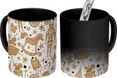 Magische Mok - Foto op Warmte Mokken - Koffiemok - Kerst - Goud - Patronen - Magic Mok - Beker - 350 ML - Theemok