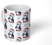 Mok - Koffiemok - Pinguïn - Kerstmuts - Kind - Patronen - Kerstmis - Mokken - 350 ML - Beker - Koffiemokken - Theemok