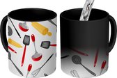 Magische Mok - Foto op Warmte Mokken - Koffiemok - Patronen - Keukengerei - Spatel - Deegroller - Magic Mok - Beker - 350 ML - Theemok