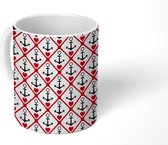 Mok - Koffiemok - Hartjes - Anker - Patronen - Mokken - 350 ML - Beker - Koffiemokken - Theemok