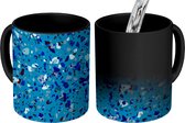 Magische Mok - Foto op Warmte Mokken - Koffiemok - Marmer - Blauw - Luxe - Design - Terrazzo - Magic Mok - Beker - 350 ML - Theemok