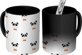 Magische Mok - Foto op Warmte Mokken - Koffiemok - Panda - Zwart - Wit - Patroon - Magic Mok - Beker - 350 ML - Theemok