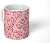 Mok - Koffiemok - Zaden - Patronen - Roze - Mokken - 350 ML - Beker - Koffiemokken - Theemok