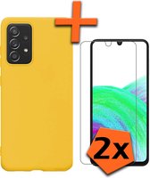 Samsung Galaxy A33 Hoesje Met 2x Screenprotector - Samsung Galaxy A33 Case Geel Siliconen - Samsung Galaxy A33 Hoes Met 2x Screenprotector