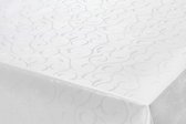 Tafelzeil/tafelkleed Damast witte krullen print 140 x 250 cm - Tuintafelkleed