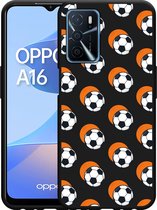 Oppo A16 / A16s Hoesje Zwart Soccer Ball Orange Shadow - Designed by Cazy