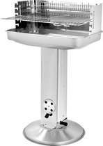 Luxiqo® Grill Barbecue – Houtskool BBQ – Barbecues – Open Zuilbarbecue – Vierkante Grill met Kolom  – Grill voor Buiten – RVS – 57 x 38 x 89,5 cm