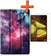 Hoes Geschikt voor Lenovo Tab M10 FHD Plus 2nd Gen Hoes Tri-fold Tablet Hoesje Case Met Screenprotector - Hoesje Geschikt voor Lenovo Tab M10 FHD Plus (2e Gen) Hoesje Hardcover Bookcase - Galaxy