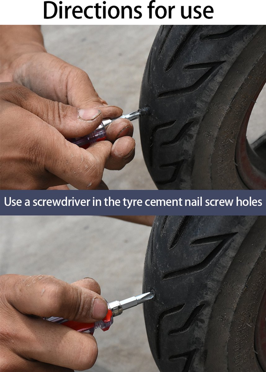 Auto en fietsband Banden reparatieset auto motor scooter scootmobiel 4 stuks - bandenplakset - proppenset - auto accessories thumbnail 7