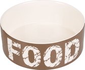 Flamingo eet- en drinkpot kyra taupe & wit rond - 16cm l x 16cm b x 6cm h - 770ml - ∅ 16cm