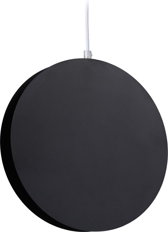 Relaxdays hanglamp cirkel - pendellamp rond metaal - verstelbare eetkamerlamp - slaapkamer - zwart