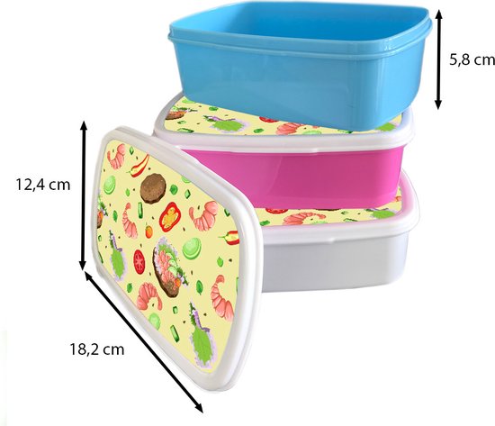 Lunch box Wit - Lunch box - Boîte à pain - Motif - Nourriture - Légumes - 18x12x6 cm - Adultes