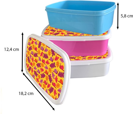 Lunch box Wit - Lunch box - Boîte à pain - Automne - Escargots - Motifs - 18x12x6 cm - Adultes