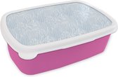 Broodtrommel Roze - Lunchbox - Brooddoos - Bladeren - Patronen - Winter - 18x12x6 cm - Kinderen - Meisje