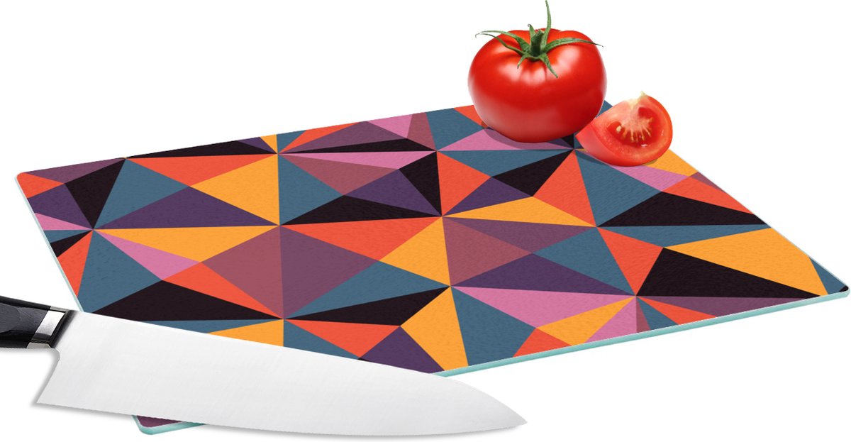 Glazen Snijplank - 28x20 - Geometrie - 3D - Driehoek - Patronen - Snijplanken Glas