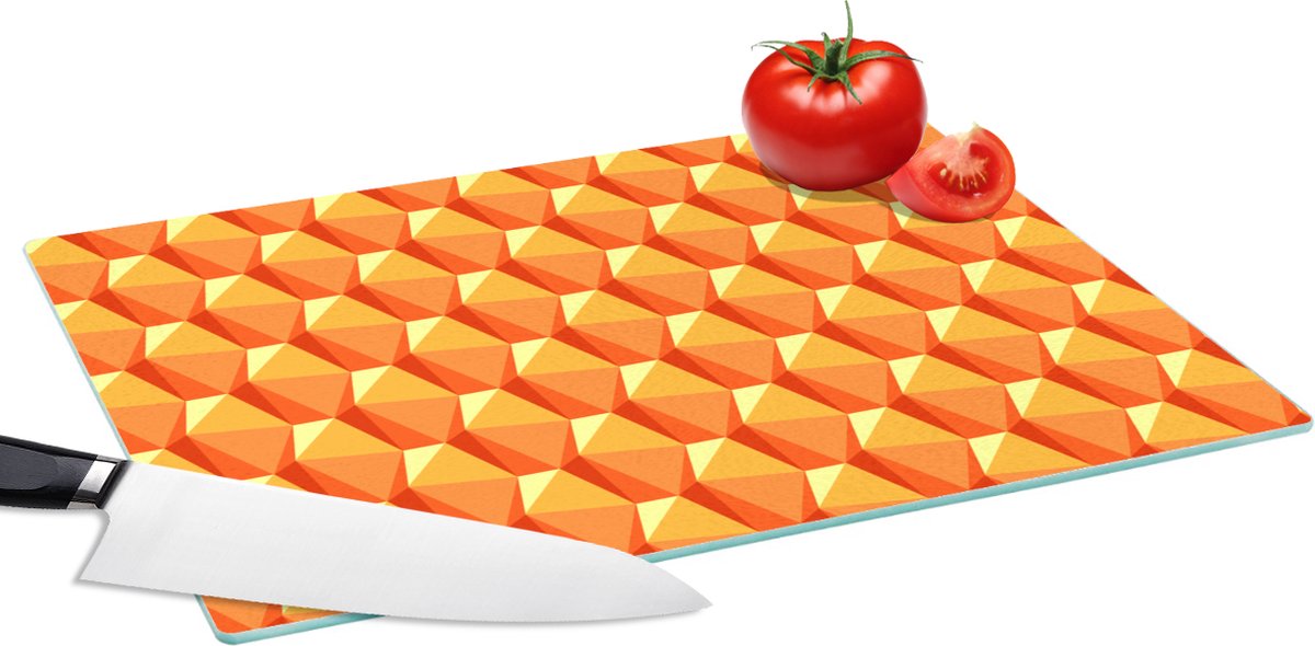Glazen Snijplank - 39x28 - Oranje - Patronen - 3D - Snijplanken Glas