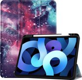 iPad Air 2022 Hoes Book Case Hoesje Met Uitsparing Apple Pencil - iPad Air 5 Hoesje Cover Case - Galaxy