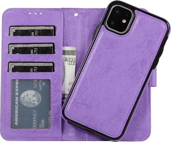 Mobiq - Magnetische 2-in-1 Wallet Case iPhone 11 Pro - paars