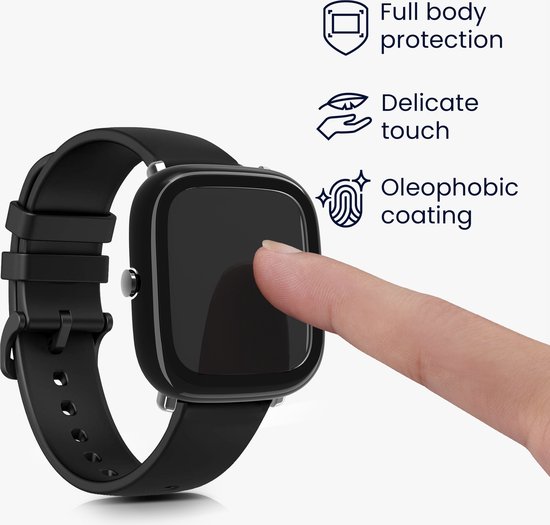 Kwmobile 2x Hoesje Voor Huami Amazfit Bip 5 – Transparante Cover Van Kunststof En Gehard Glas, Beschermt Je Activity Tracker