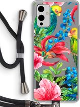 Case Company® - OnePlus 9 hoesje met Koord - Papegaaien - Telefoonhoesje met Zwart Koord - Bescherming aan alle Kanten en Over de Schermrand