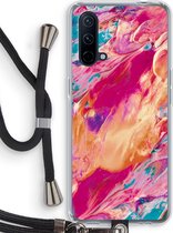 Case Company® - OnePlus Nord CE 5G hoesje met Koord - Pastel Echoes - Telefoonhoesje met Zwart Koord - Bescherming aan alle Kanten en Over de Schermrand