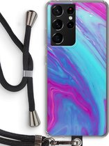 Case Company® - Samsung Galaxy S21 Ultra hoesje met Koord - Zweverige regenboog - Telefoonhoesje met Zwart Koord - Bescherming aan alle Kanten en Over de Schermrand