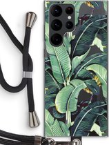 Case Company® - Samsung Galaxy S22 Ultra hoesje met Koord - Bananenbladeren - Telefoonhoesje met Zwart Koord - Bescherming aan alle Kanten en Over de Schermrand