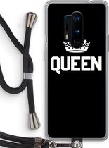 Case Company® - OnePlus 8 Pro hoesje met Koord - Queen zwart - Telefoonhoesje met Zwart Koord - Bescherming aan alle Kanten en Over de Schermrand