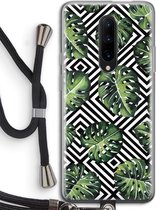 Case Company® - OnePlus 7 Pro hoesje met Koord - Geometrische jungle - Telefoonhoesje met Zwart Koord - Bescherming aan alle Kanten en Over de Schermrand