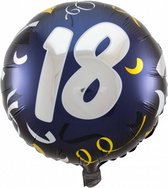 folieballon 18 rond 45 cm zwart/zilver