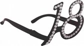 feestbril 18 jaar 15 cm zwart/zilver one-size