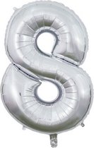 cijferballon 8 folie 66 cm zilver
