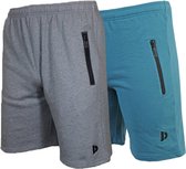 2-Pack Donnay Joggingshort - Sportshort - Heren - Maat XXL - Silver-marl/Vintage blue