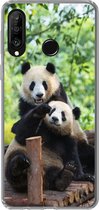 Geschikt voor Huawei P30 Lite hoesje - Panda - Brug - Natuur - Siliconen Telefoonhoesje