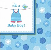 servetten babyshower blauw 16 stuks a 33 x 33 cm