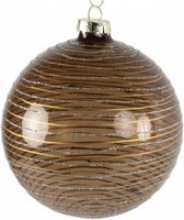 kerstbal Selma 8 cm glas donkerbruin/transparant