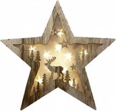 kerstster 10 led 30 cm hout bruin